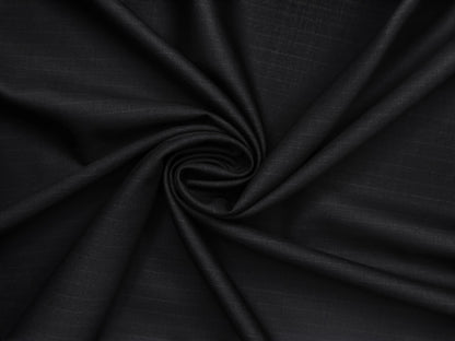 Georgia Gullini Italy Super 160s Wool Blended Premium Suiting Fabric (Black, Pinstripes)