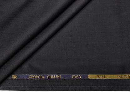 Georgia Gullini Italy Super 160s Wool Silk Blended Premium Suiting Fabric (Deep Navy Blue, Plain)