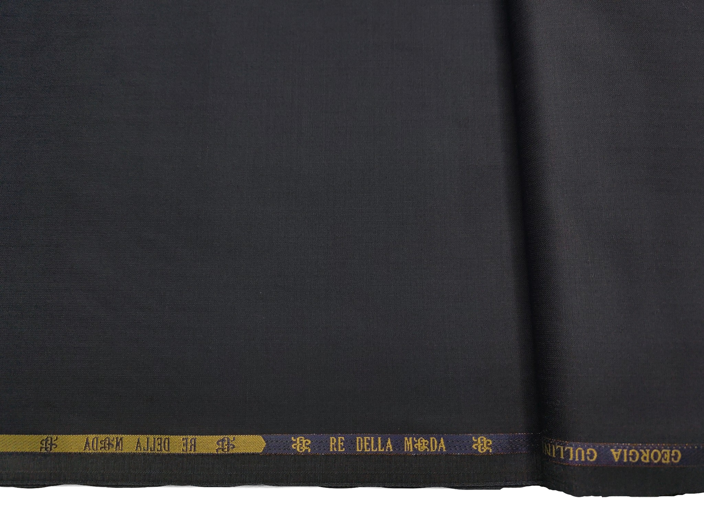 Georgia Gullini Italy Super 160s Wool Silk Blended Premium Suiting Fabric (Deep Navy Blue, Plain)