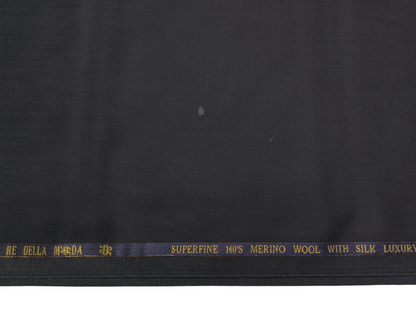 Georgia Gullini Italy Super 160s Wool Silk Blended Premium Suiting Fabric (Deep Navy Blue, Plain)