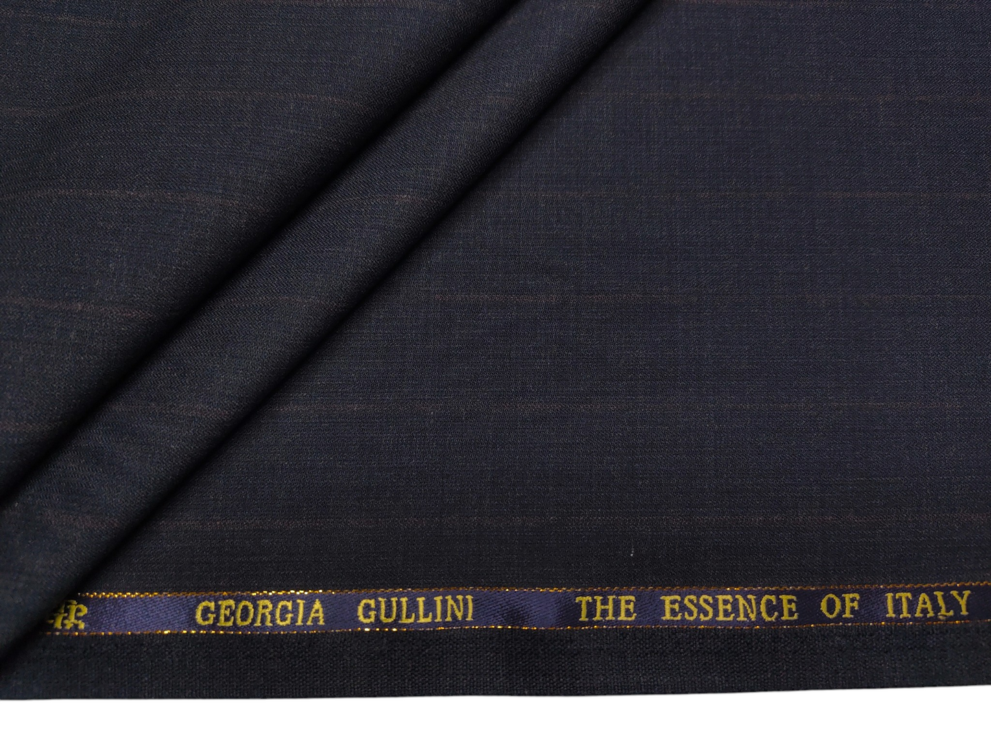 Georgia Gullini Italy Super 160s Wool Blended Premium Suiting Fabric (Dark Powder Blue, Self Stripes)