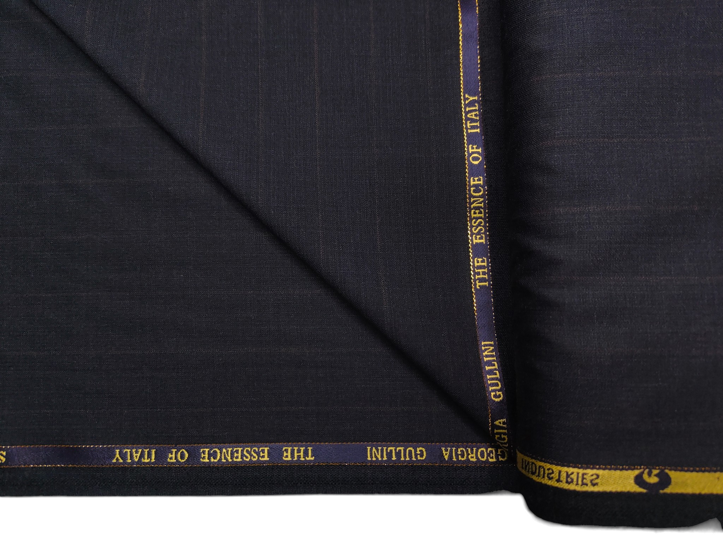 Georgia Gullini Italy Super 160s Wool Blended Premium Suiting Fabric (Dark Powder Blue, Self Stripes)