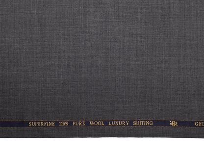 Georgia Gullini Italy 100% Wool Super 110s Premium Suiting Fabric (Grey, Plain)