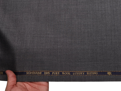 Georgia Gullini Italy 100% Wool Super 110s Premium Suiting Fabric (Grey, Plain)