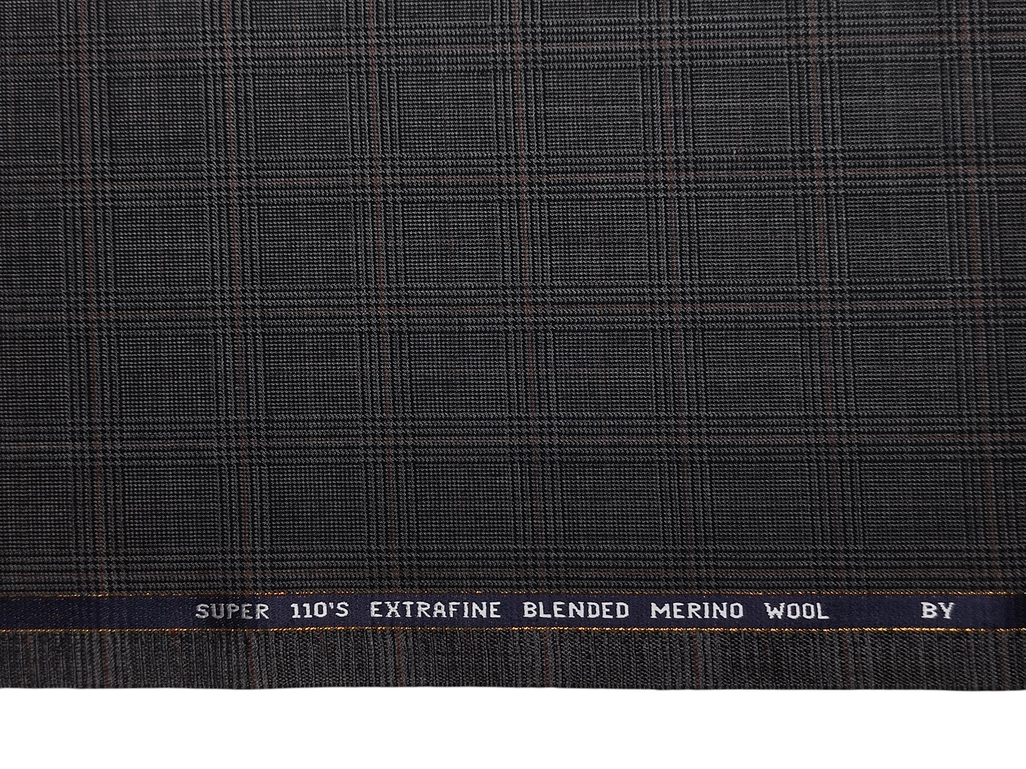 Georgia Gullini Italy Super 110s Merino Wool Blended Premium Suiting Fabric (Dark Grey, Windowpane Checks)