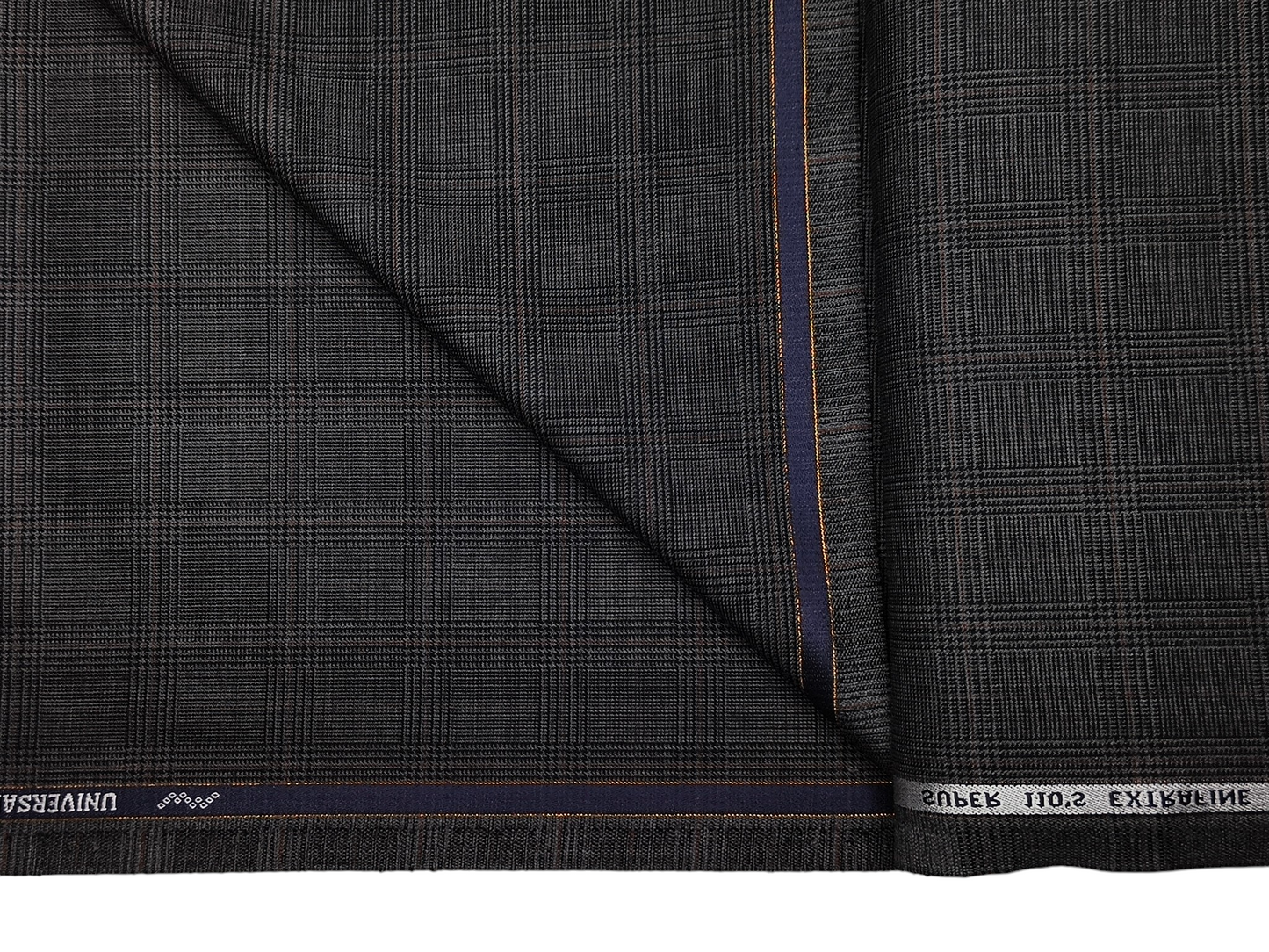 Georgia Gullini Italy Super 110s Merino Wool Blended Premium Suiting Fabric (Dark Grey, Windowpane Checks)