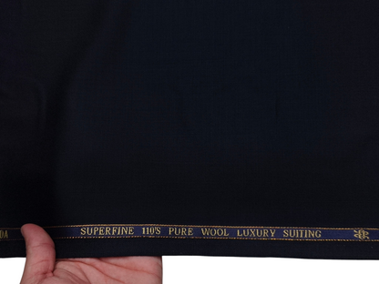 Georgia Gullini Italy 100% Wool Super 110s Premium Suiting Fabric (Navy Blue, Plain)