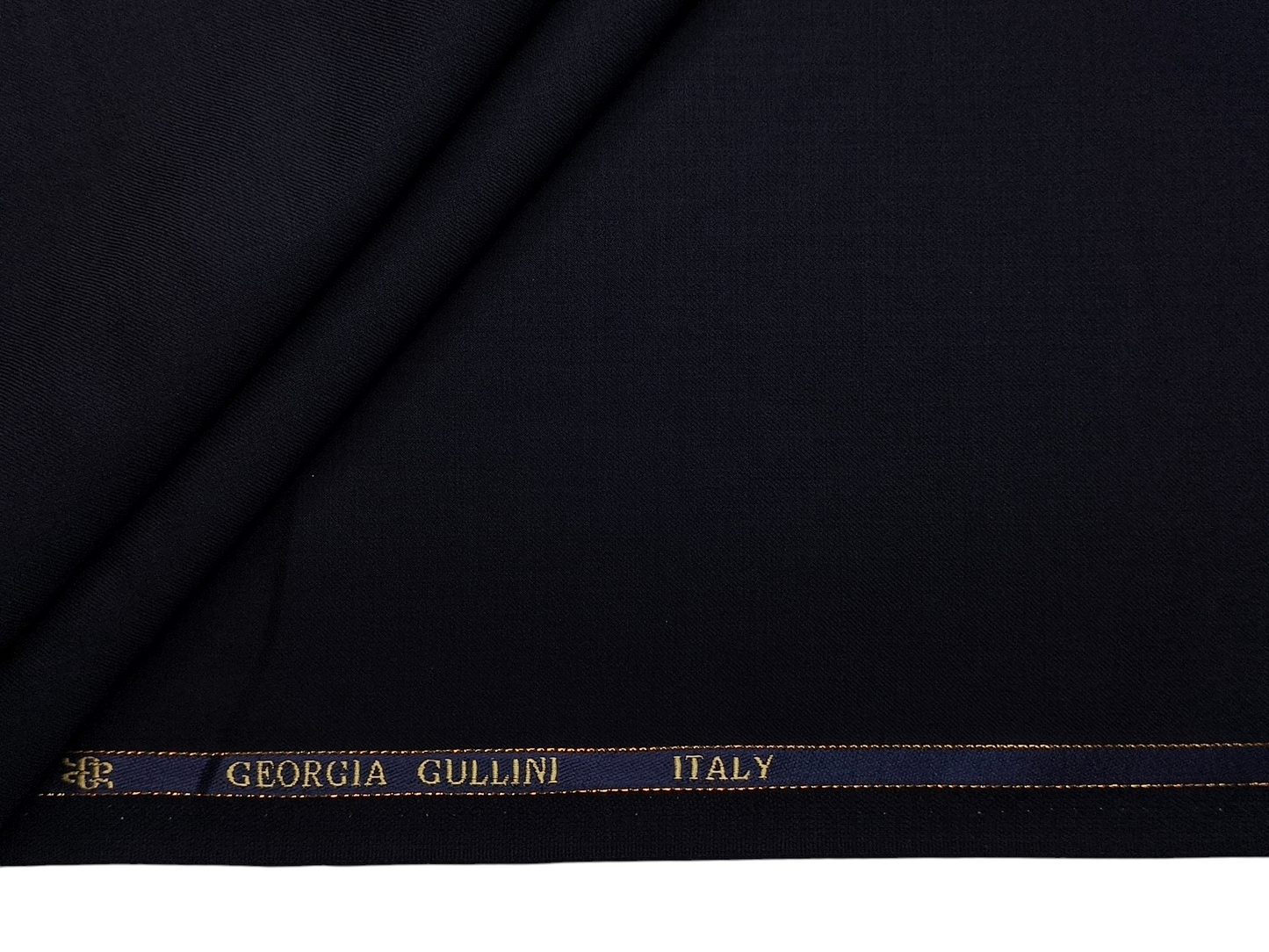Georgia Gullini Italy 100% Wool Super 110s Premium Suiting Fabric (Navy Blue, Plain)