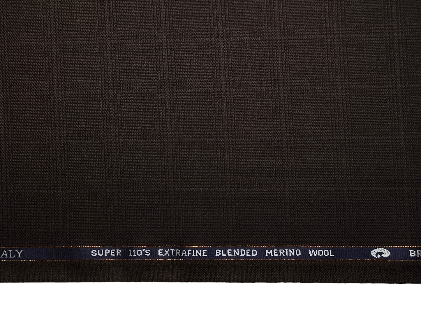 Georgia Gullini Italy Super 110s Merino Wool Blended Premium Suiting Fabric (Brown, Windowpane Checks)
