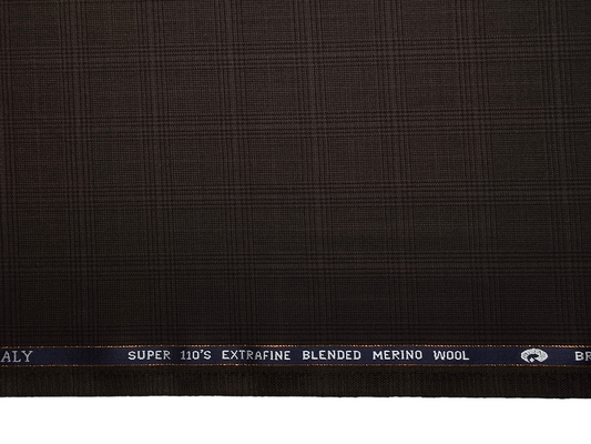 Georgia Gullini Italy Super 110s Merino Wool Blended Premium Suiting Fabric (Brown, Windowpane Checks)