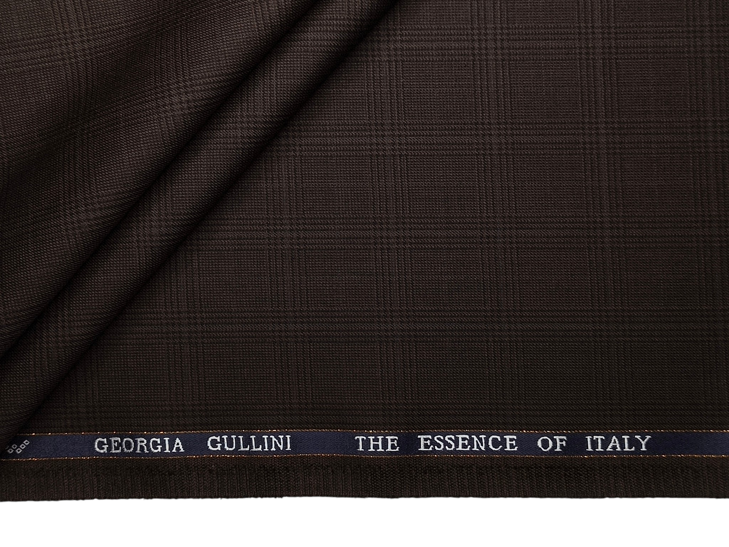 Georgia Gullini Italy Super 110s Merino Wool Blended Premium Suiting Fabric (Brown, Windowpane Checks)