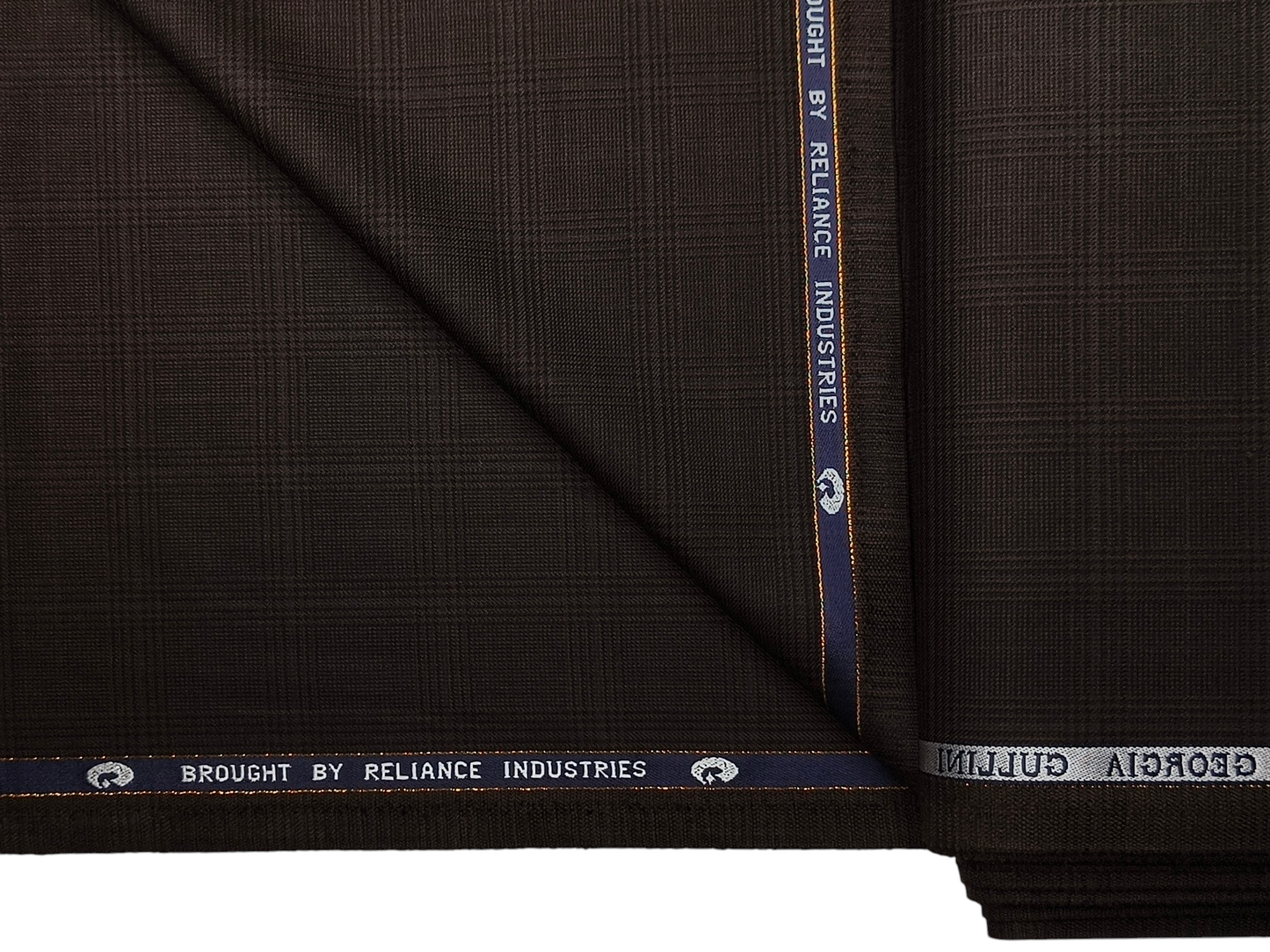 Georgia Gullini Italy Super 110s Merino Wool Blended Premium Suiting Fabric (Brown, Windowpane Checks)