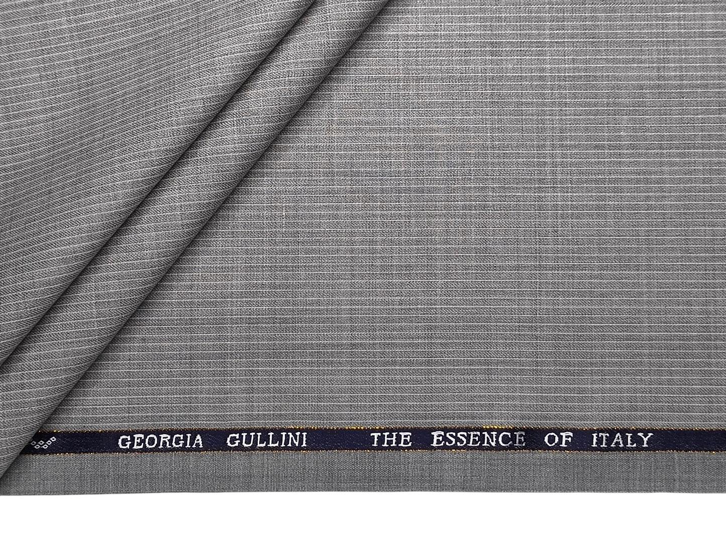 Georgia Gullini Italy Super 110s Merino Wool Blended Premium Suiting Fabric (Light Grey, Stripes)