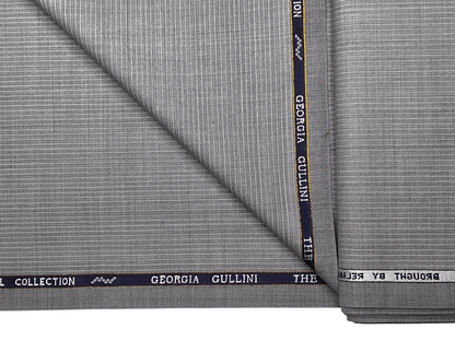 Georgia Gullini Italy Super 110s Merino Wool Blended Premium Suiting Fabric (Light Grey, Stripes)