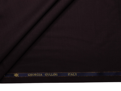 Georgia Gullini Italy Super 180s Merino Wool Blended Premium Suiting Fabric (Dark Maroon, Plain)