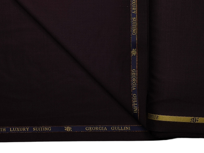 Georgia Gullini Italy Super 180s Merino Wool Blended Premium Suiting Fabric (Dark Maroon, Plain)