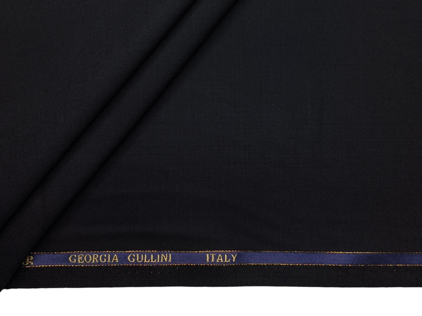 Georgia Gullini Italy 100% Wool Super 110s Premium Suiting Fabric (Black, Plain)