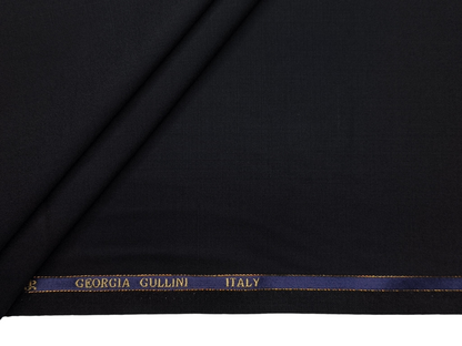 Georgia Gullini Italy 100% Wool Super 110s Premium Suiting Fabric (Black, Plain)