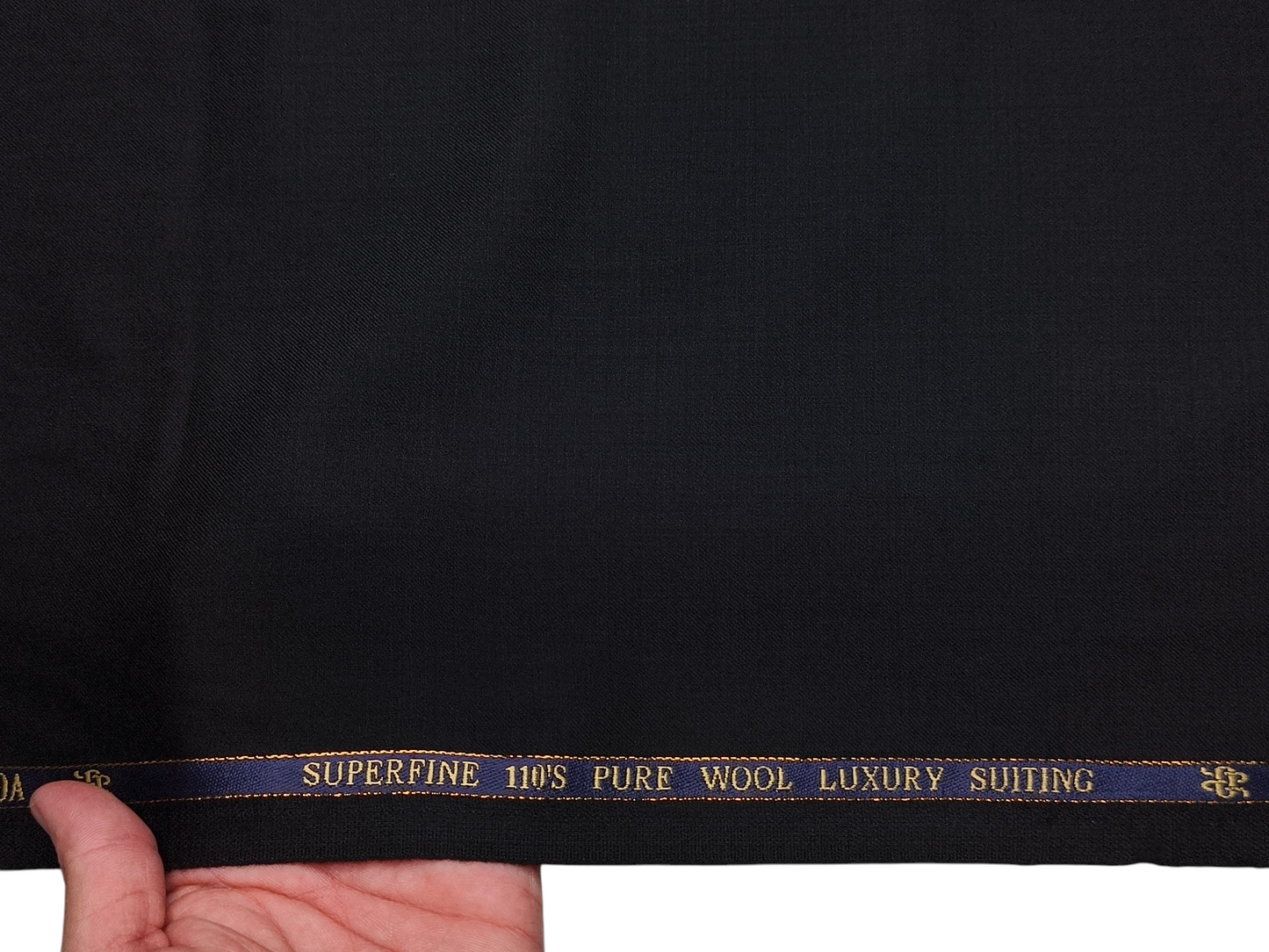 Georgia Gullini Italy 100% Wool Super 110s Premium Suiting Fabric (Black, Plain)