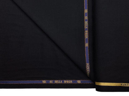 Georgia Gullini Italy 100% Wool Super 110s Premium Suiting Fabric (Black, Plain)