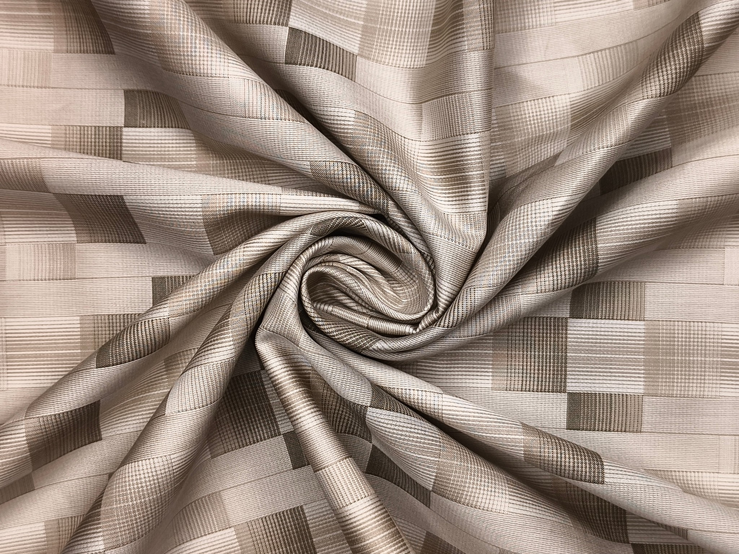Tessitura Monti 100% Premium Giza Cotton Shirting Fabric (Beige & Brown , Geometric Pattern)