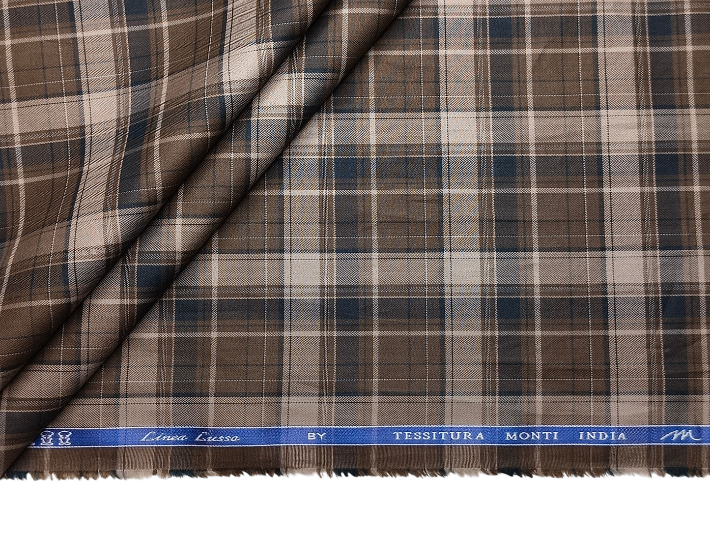 Tessitura Monti 100% Premium Giza Cotton Shirting Fabric (Dark Brown, Checks)