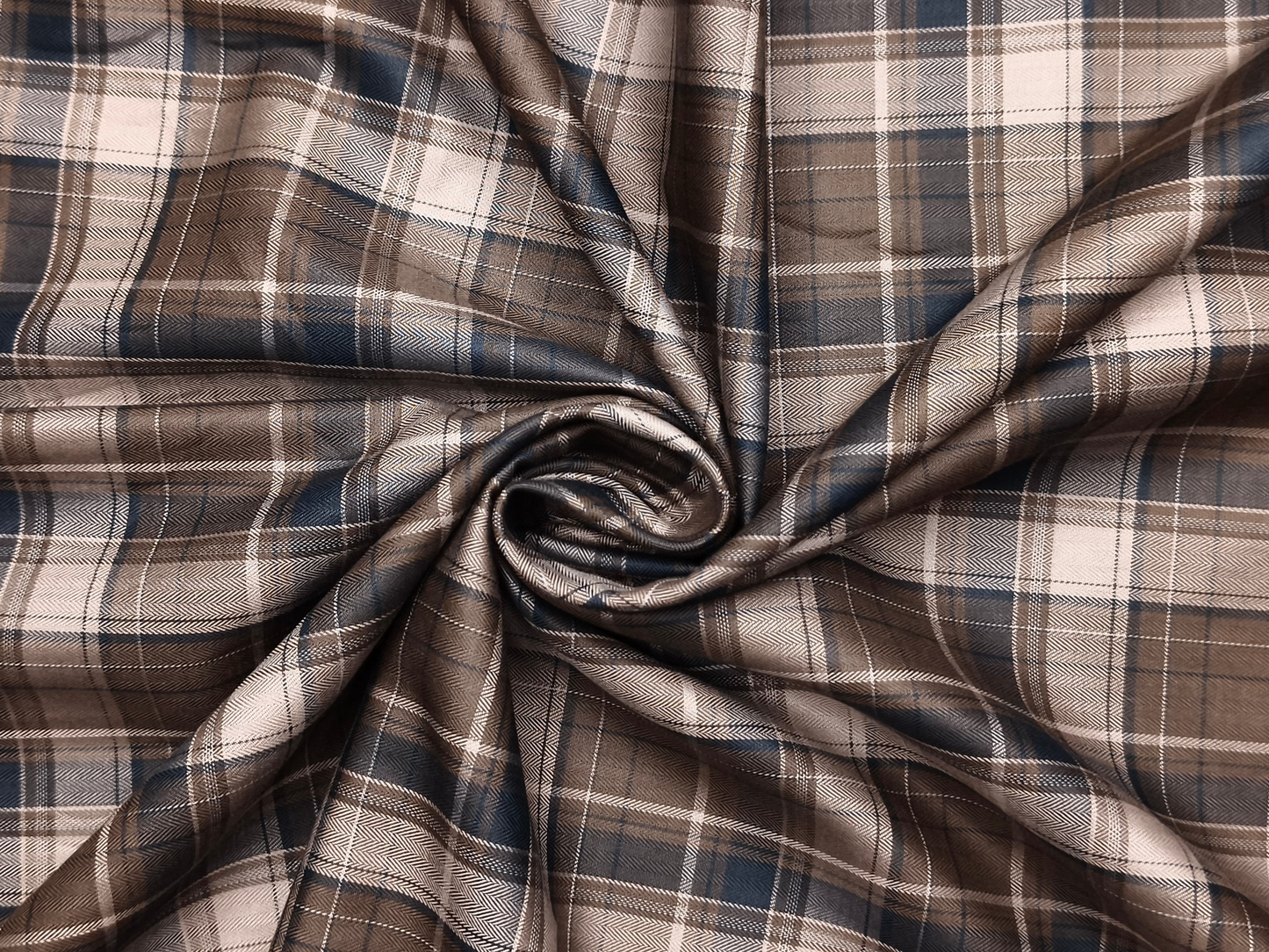 Tessitura Monti 100% Premium Giza Cotton Shirting Fabric (Dark Brown, Checks)