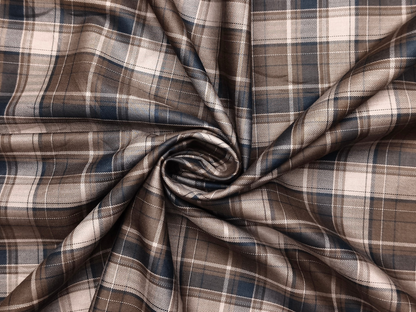 Tessitura Monti 100% Premium Giza Cotton Shirting Fabric (Dark Brown, Checks)