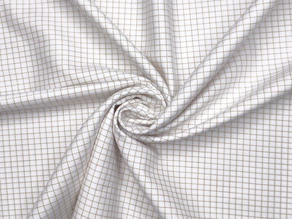 Tessitura Monti 100% Premium Giza Cotton Shirting Fabric (White & Beige, Checks)