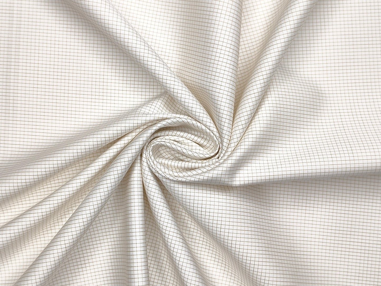 Tessitura Monti 100% Premium Giza Cotton Shirting Fabric (White & Beige, Microchecks)