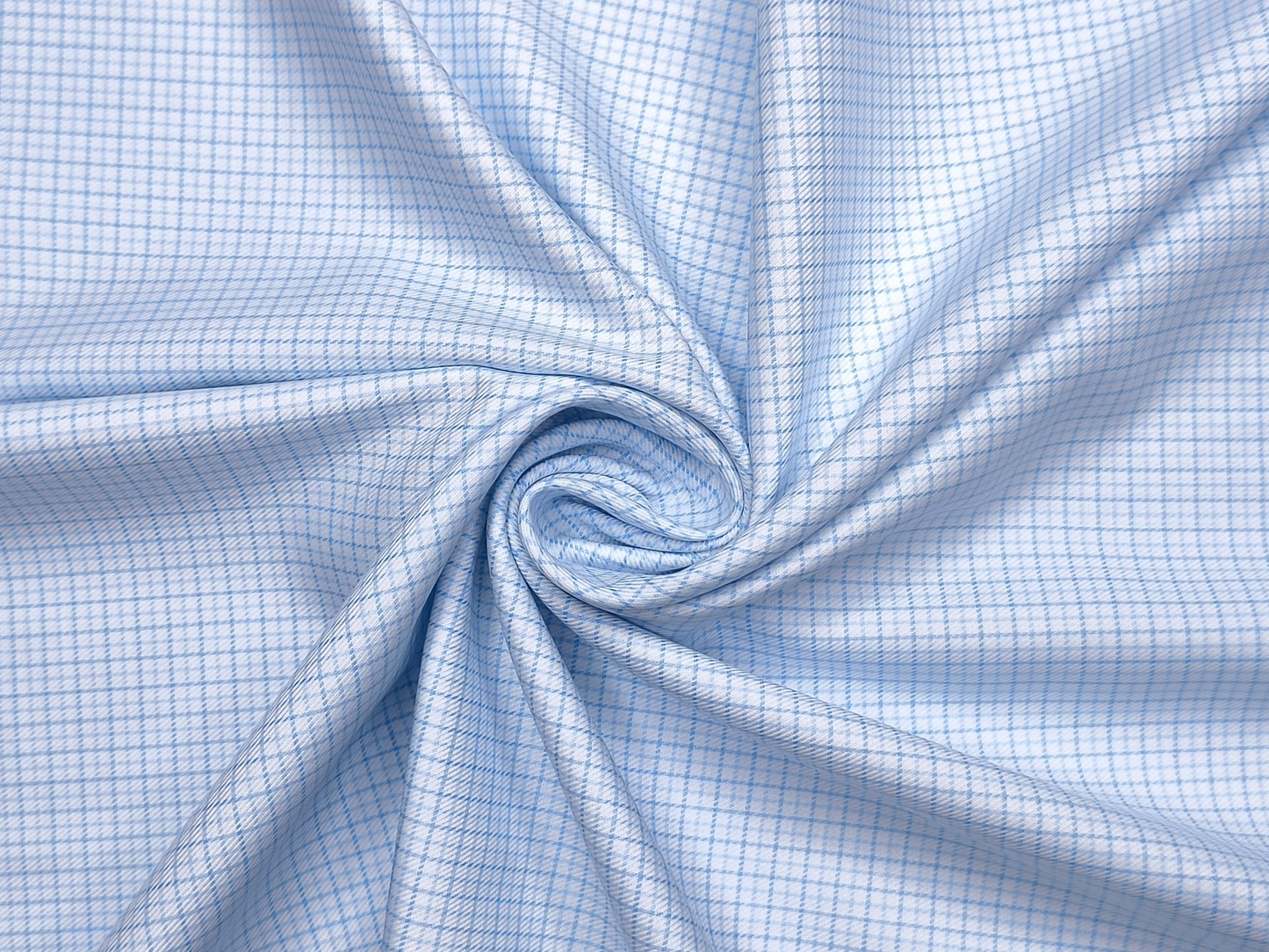 Tessitura Monti 100% Premium Giza Cotton Shirting Fabric (White & Blue, Microchecks)