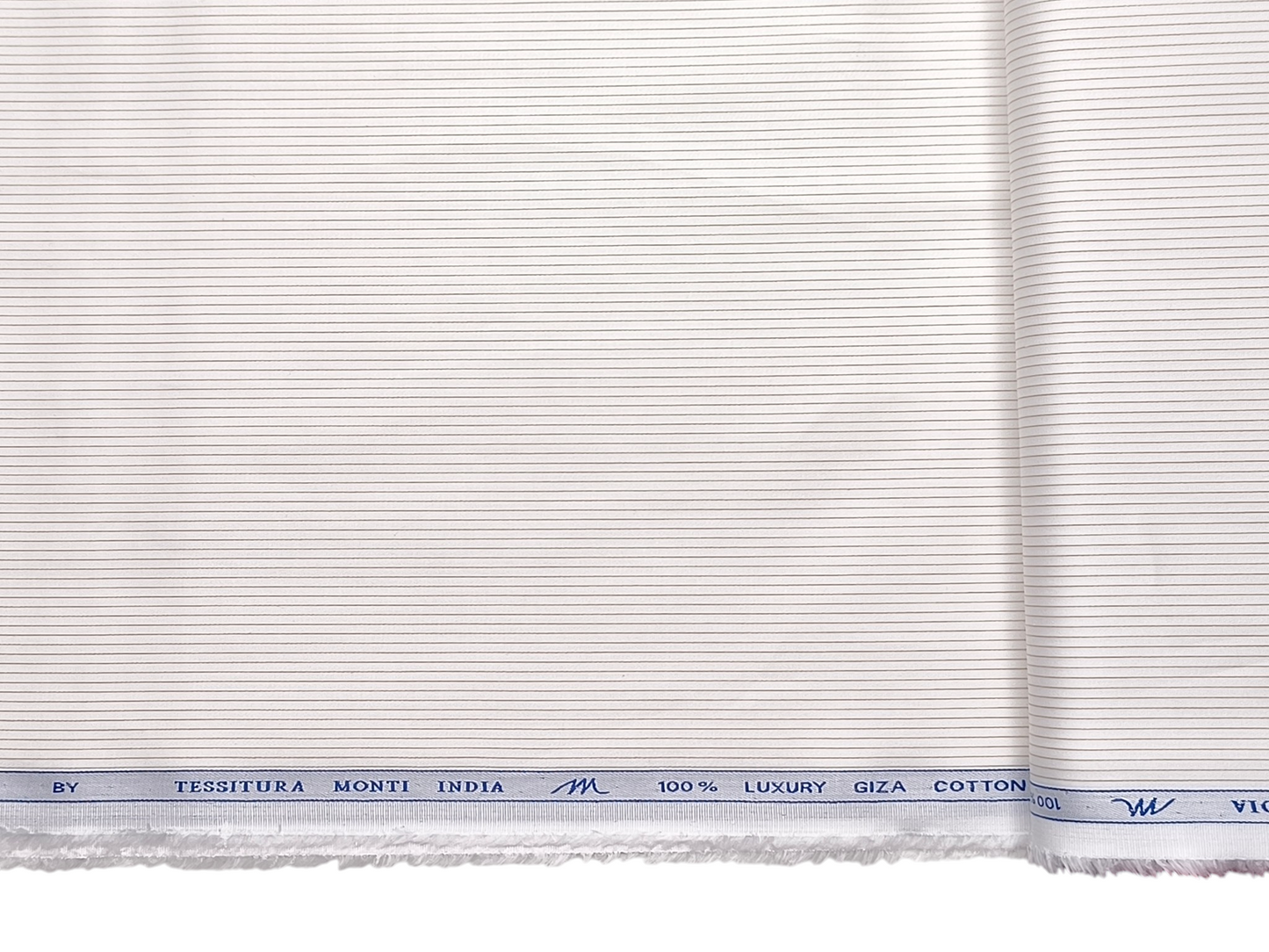 Tessitura Monti 100% Premium Giza Cotton Shirting Fabric (White & Beige , Microstripes)