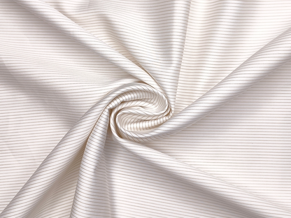 Tessitura Monti 100% Premium Giza Cotton Shirting Fabric (White & Beige , Microstripes)