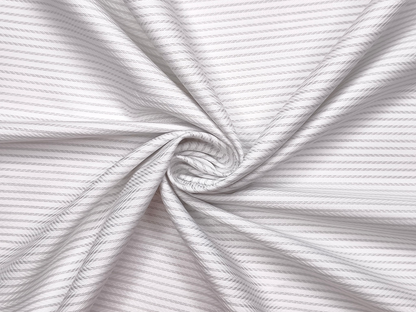 Tessitura Monti 100% Premium Giza Cotton Shirting Fabric (White & Grey , Patterned Stripes)