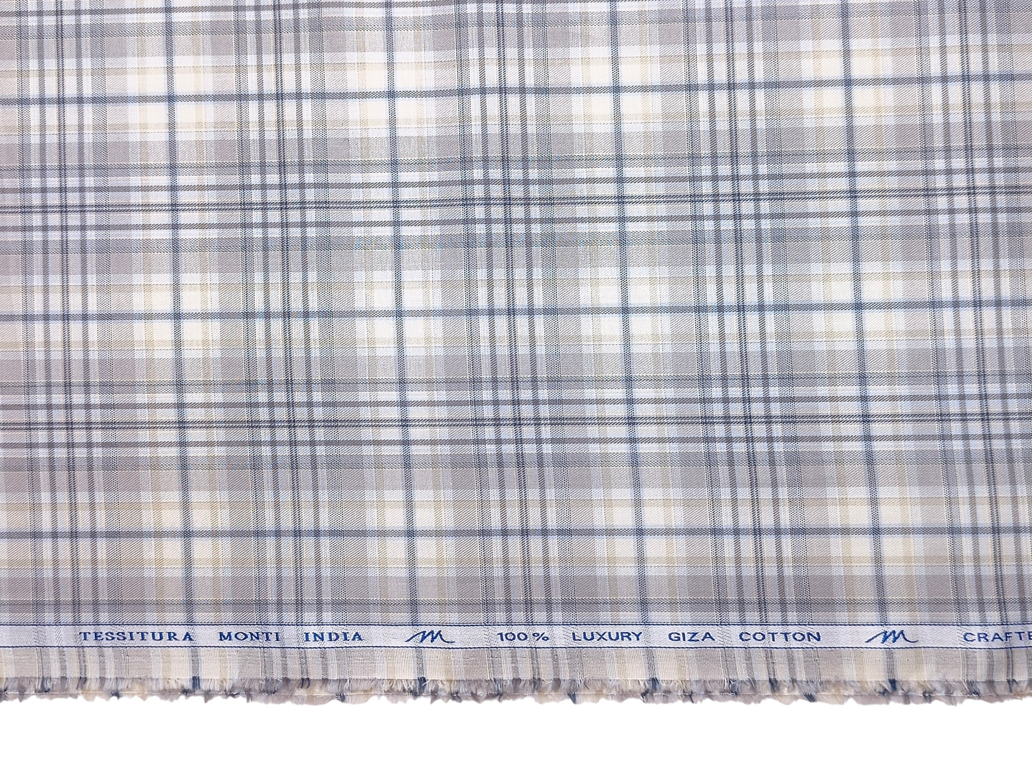 Tessitura Monti 100% Premium Giza Cotton Shirting Fabric (Grey, Multichecks)