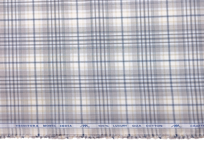 Tessitura Monti 100% Premium Giza Cotton Shirting Fabric (Grey, Multichecks)