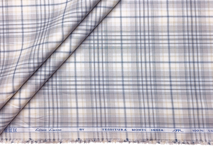 Tessitura Monti 100% Premium Giza Cotton Shirting Fabric (Grey, Multichecks)