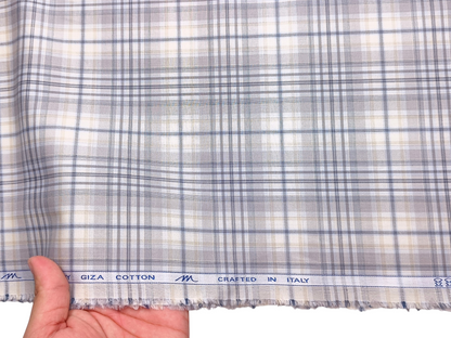 Tessitura Monti 100% Premium Giza Cotton Shirting Fabric (Grey, Multichecks)
