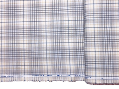 Tessitura Monti 100% Premium Giza Cotton Shirting Fabric (Grey, Multichecks)