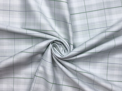 Tessitura Monti 100% Premium Giza Cotton Shirting Fabric (White , Grey & Green , Checks)