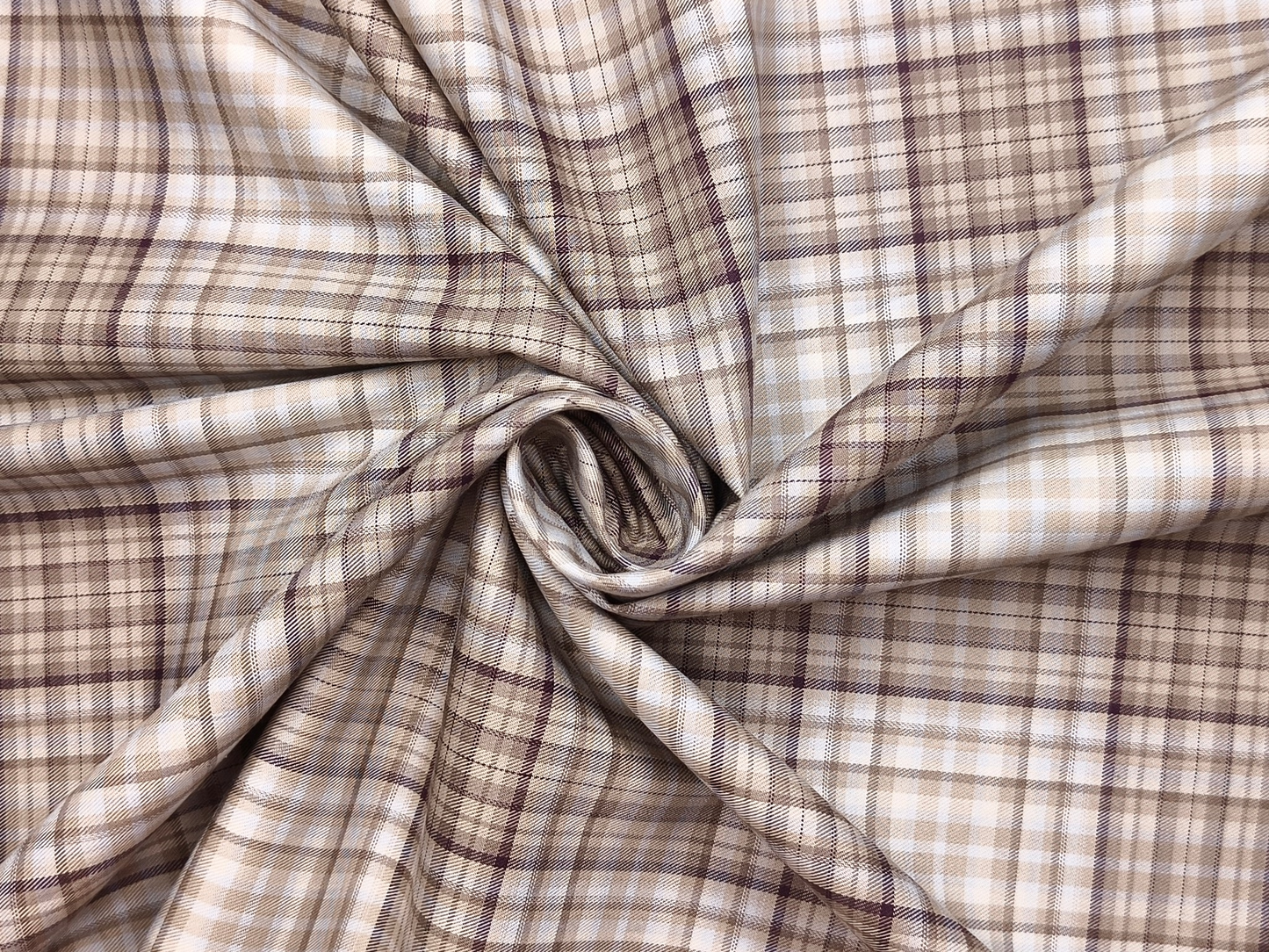 Tessitura Monti 100% Premium Giza Cotton Shirting Fabric (Light Brown, Multichecks)