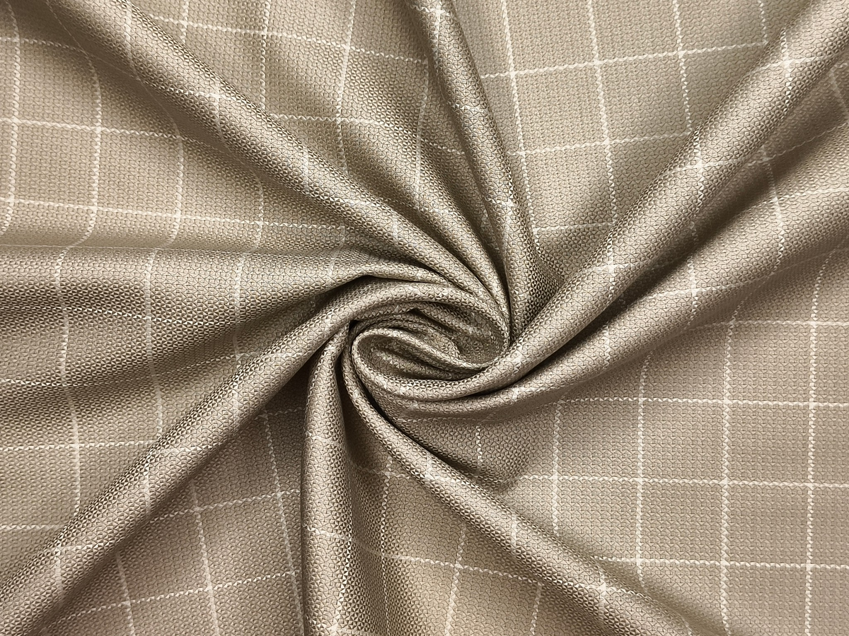Tessitura Monti 100% Premium Giza Cotton Shirting Fabric (Taupe , Checks)