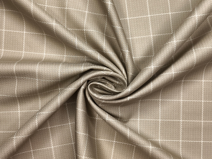 Tessitura Monti 100% Premium Giza Cotton Shirting Fabric (Taupe , Checks)