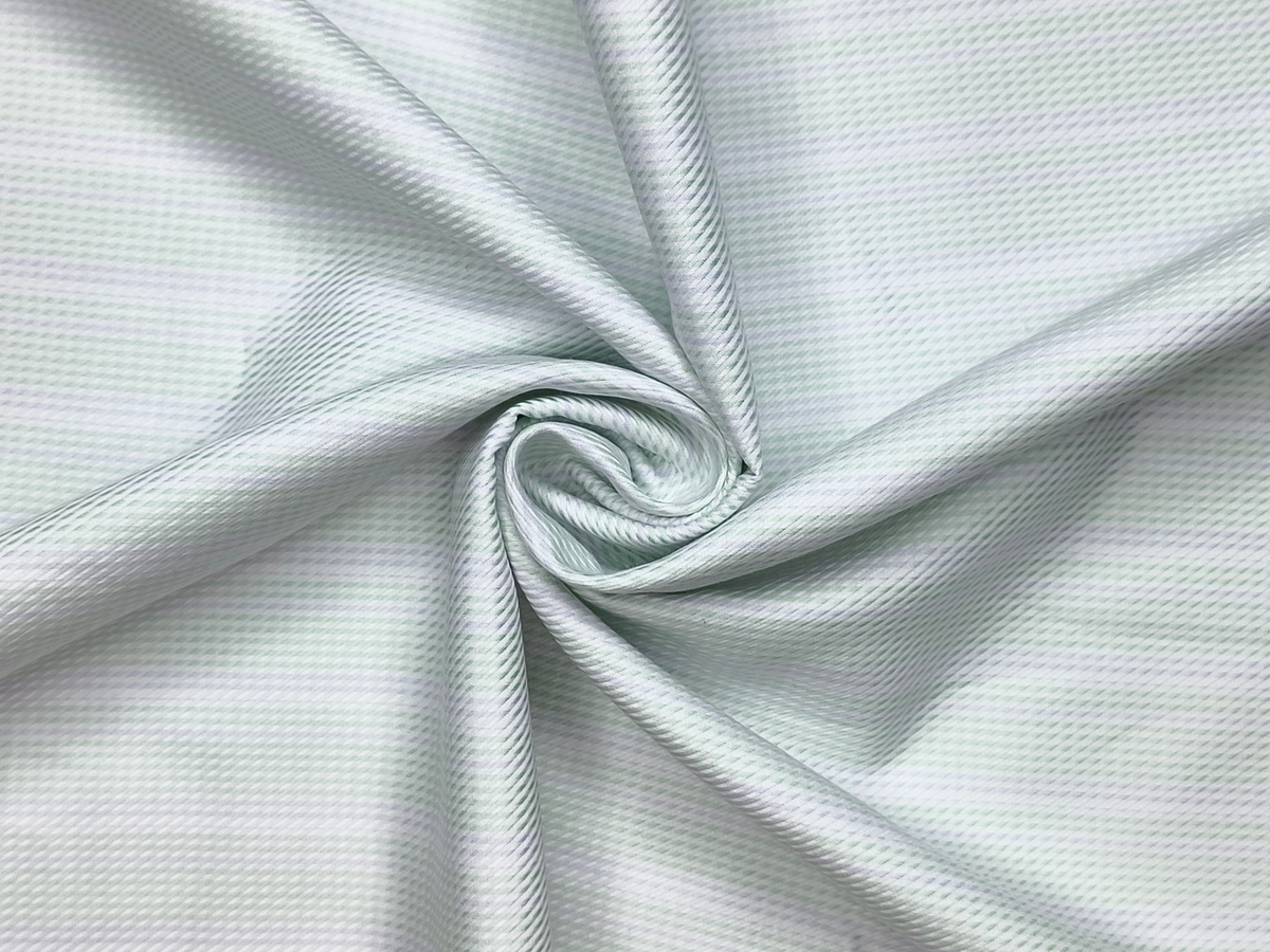 Tessitura Monti 100% Premium Giza Cotton Shirting Fabric (Green & Grey, Patterned Stripes)