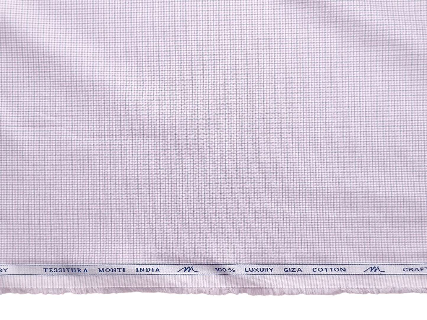 Tessitura Monti 100% Premium Giza Cotton Shirting Fabric (Pink & Grey, Microchecks)