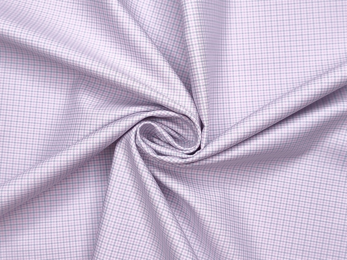 Tessitura Monti 100% Premium Giza Cotton Shirting Fabric (Pink & Grey, Microchecks)