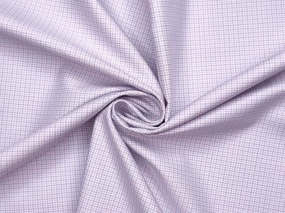 Tessitura Monti 100% Premium Giza Cotton Shirting Fabric (Pink & Grey, Microchecks)