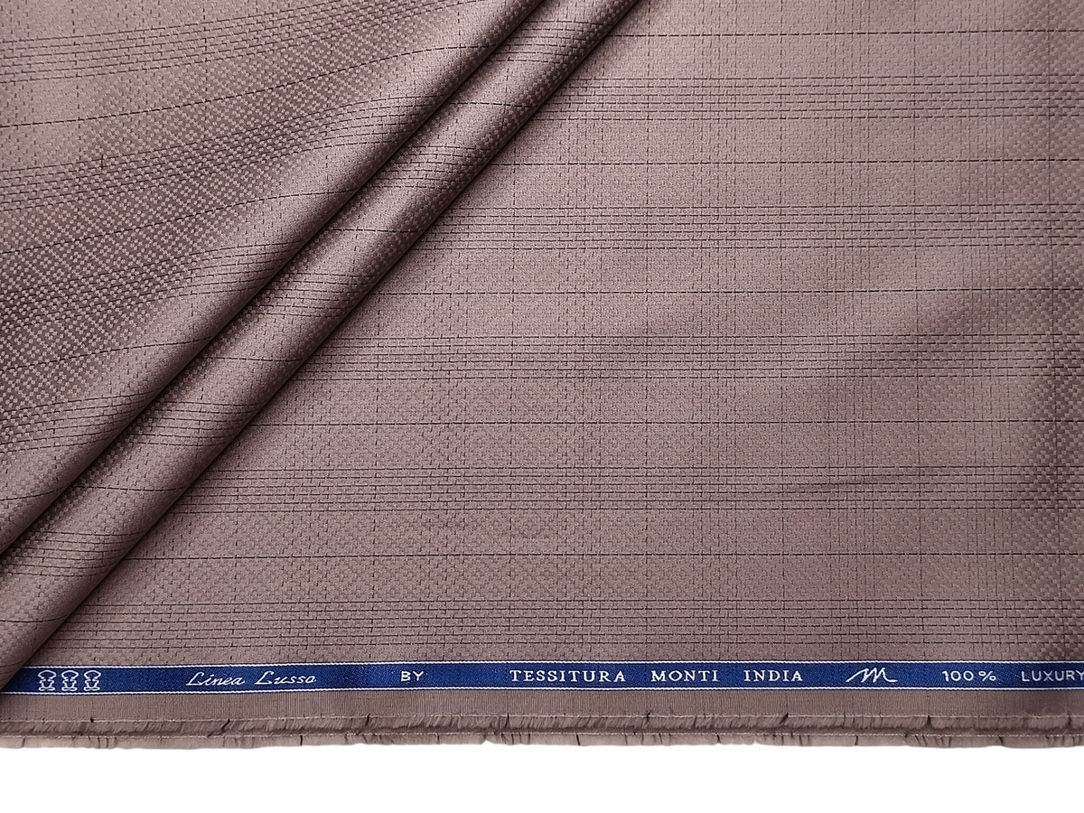 Tessitura Monti 100% Premium Giza Cotton Shirting Fabric (Light Mauve, Checks)