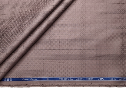 Tessitura Monti 100% Premium Giza Cotton Shirting Fabric (Light Mauve, Checks)