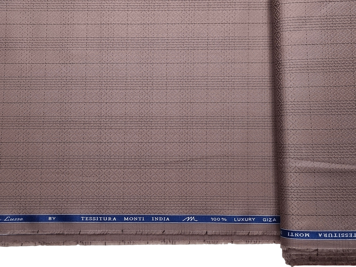 Tessitura Monti 100% Premium Giza Cotton Shirting Fabric (Light Mauve, Checks)